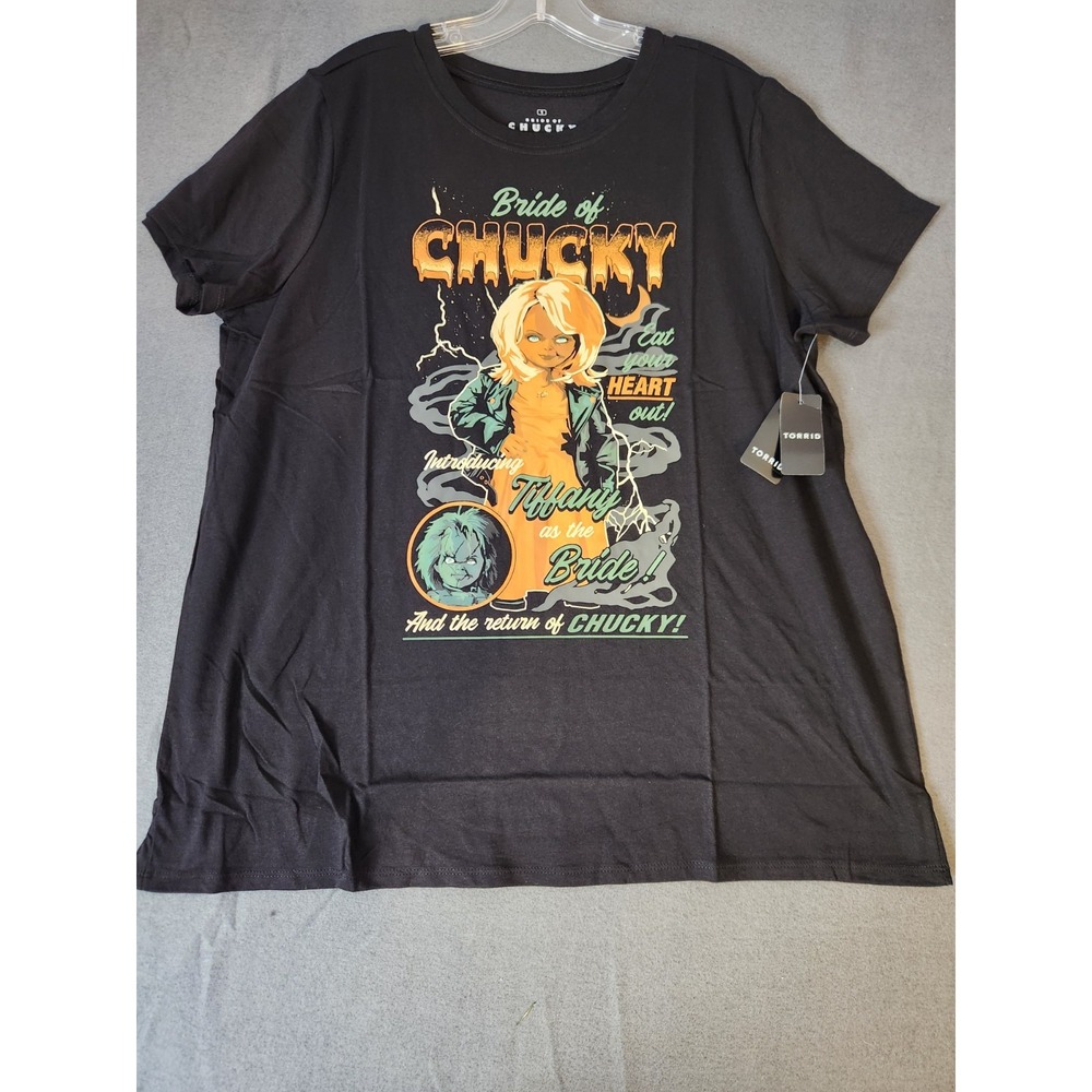 Torrid Bride‎ Of Chucky Tiffany Horror T Shirt Black Size 1 1X Halloween NWT